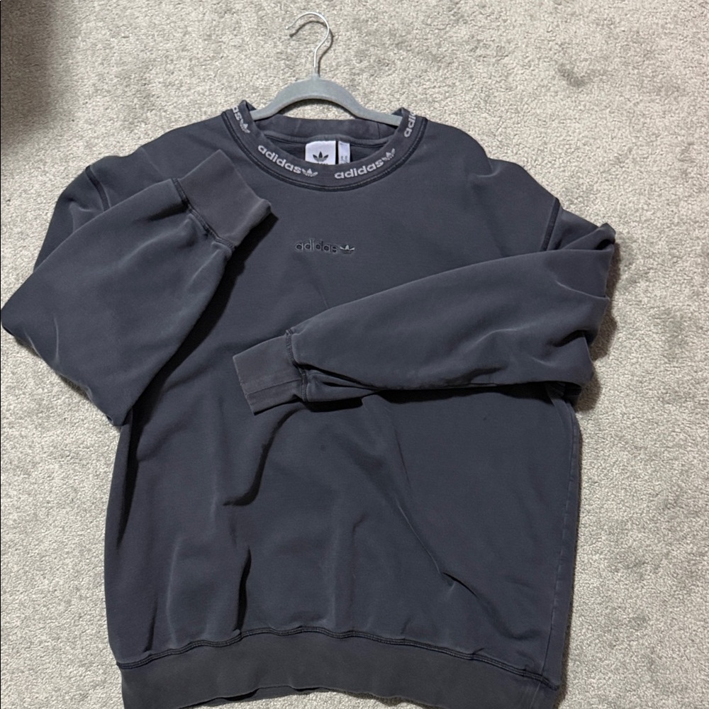 adidas Originals Black Crewneck Sweatshirt with Neck Branding